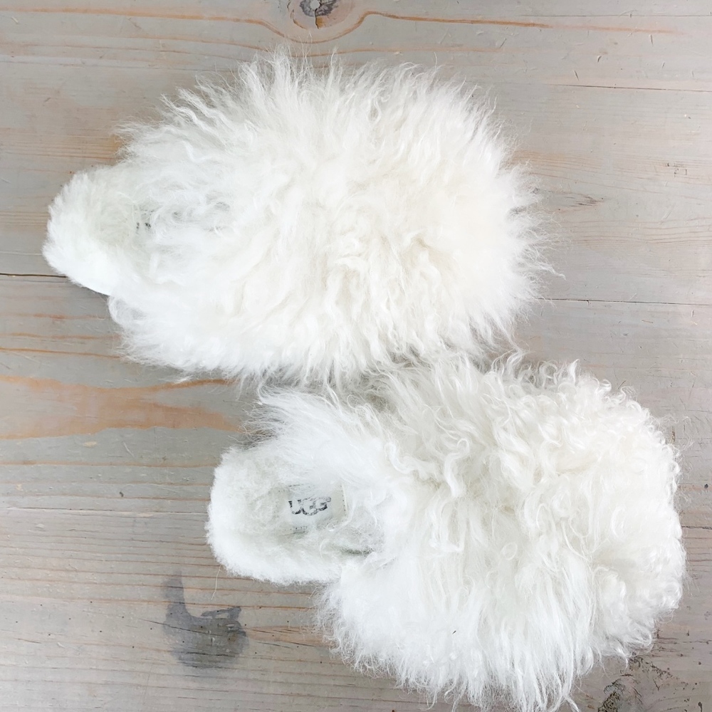 SALE!! UGG FLUFF MOMMA MONGOLIAN SLIPPERS WHITE 5 NIB
